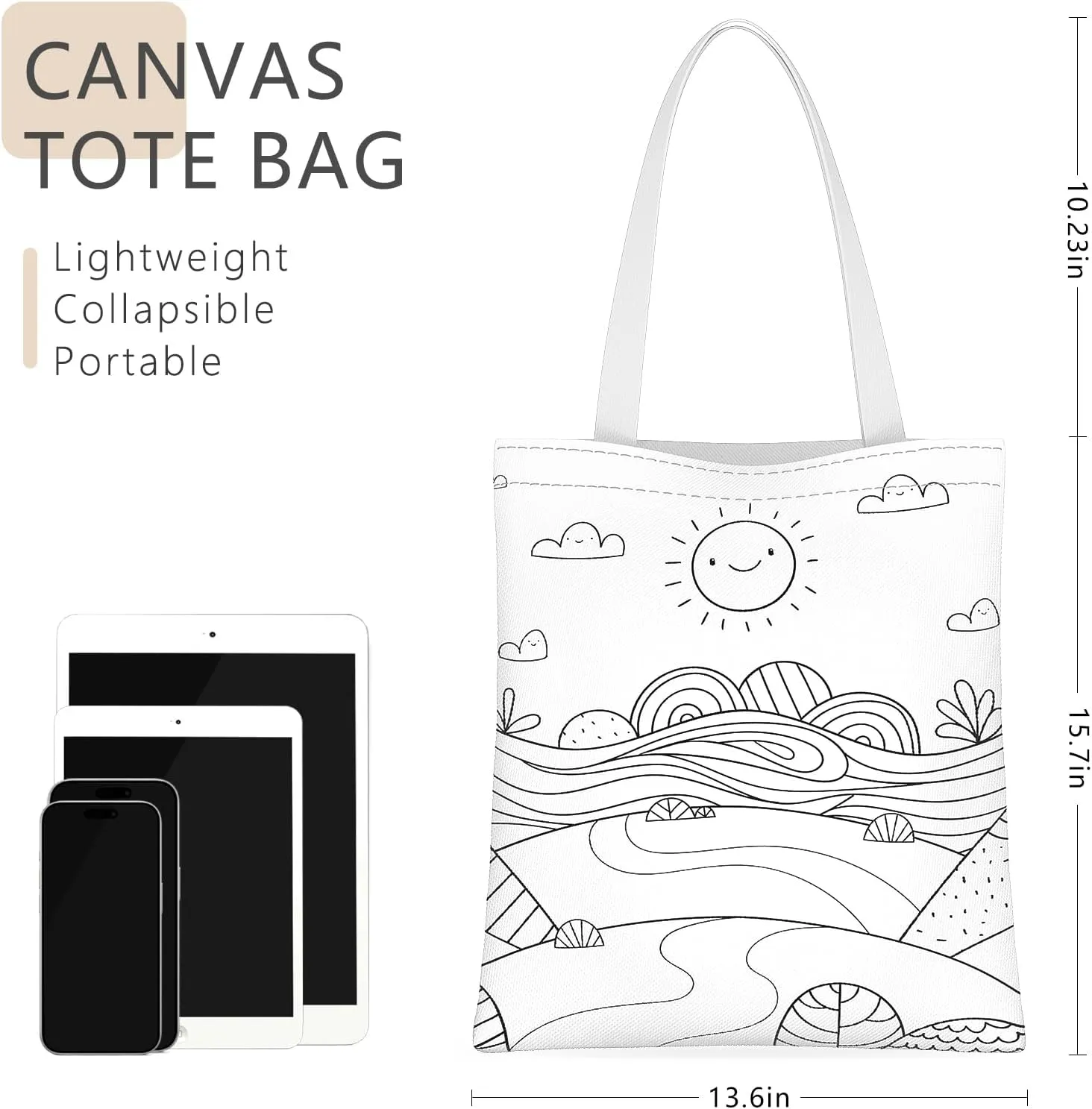 Tote Bag, Canvas Tote Bag for Women, Large Lightweight Reusable Canvas Handbags, Cotton Folding Shoulder Cloth Handbag