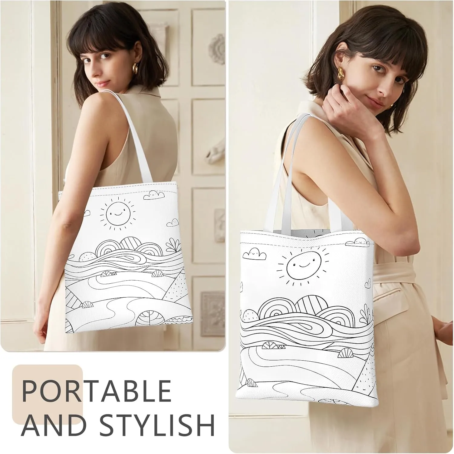 Tote Bag, Canvas Tote Bag for Women, Large Lightweight Reusable Canvas Handbags, Cotton Folding Shoulder Cloth Handbag