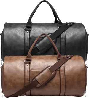 Travel Suit Bags - Carry Garment Bag, Foldable Hanging Suitcase | Duffel Bag with Multi Compartments, 2 in 1 Leather Dress Suitcase Duffel Bag, Convertible Garment Bag for Travel Trips