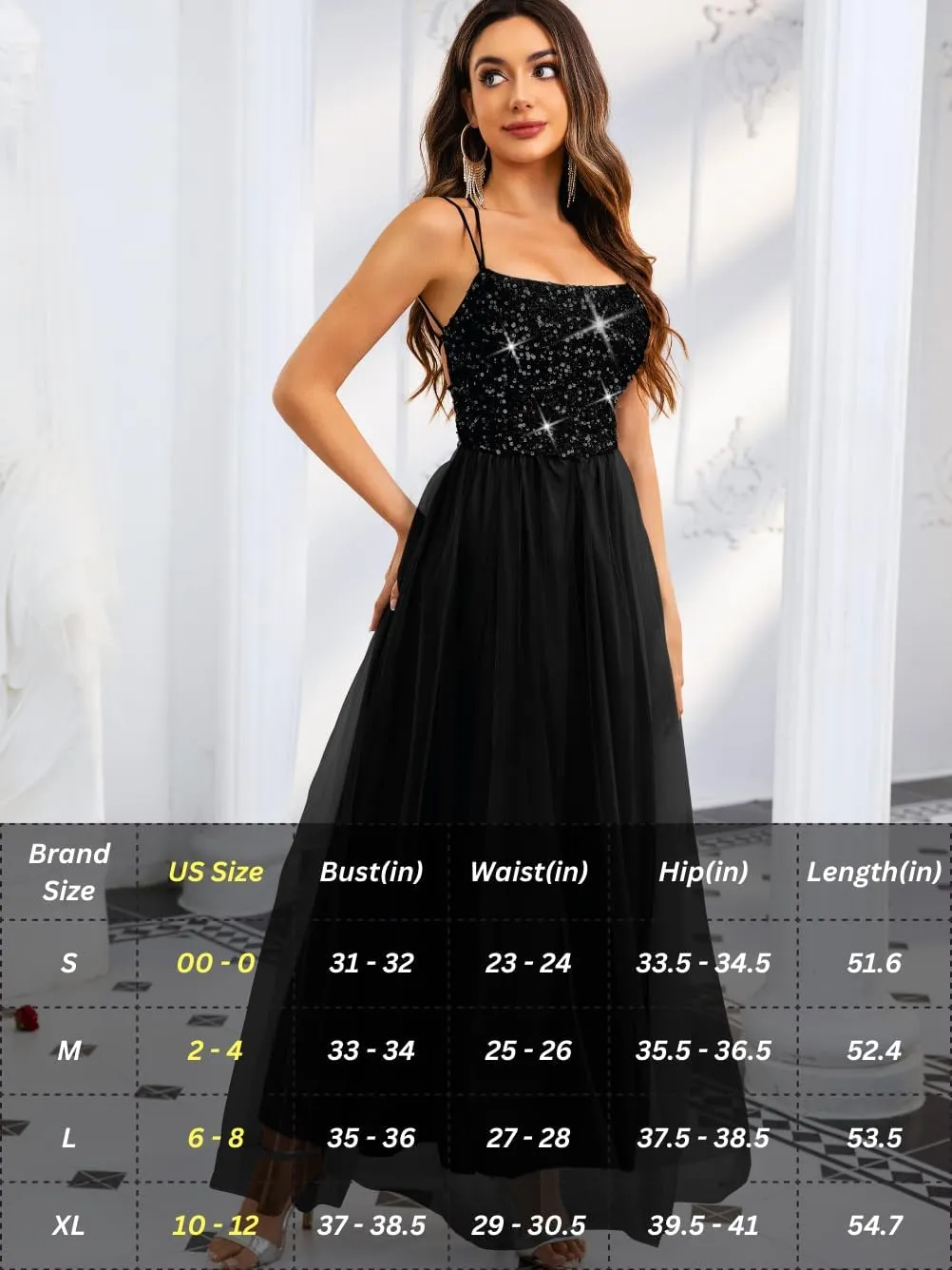Tulle Prom Dress with Slit,Sequin Backless Long Flowy Dresses for Women,Sexy Sparkly Outfits Homecoming Wedding