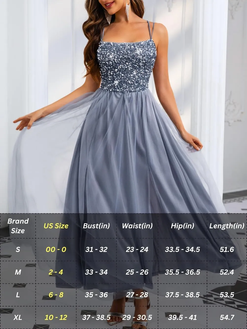 Tulle Prom Dress with Slit,Sequin Backless Long Flowy Dresses for Women,Sexy Sparkly Outfits Homecoming Wedding
