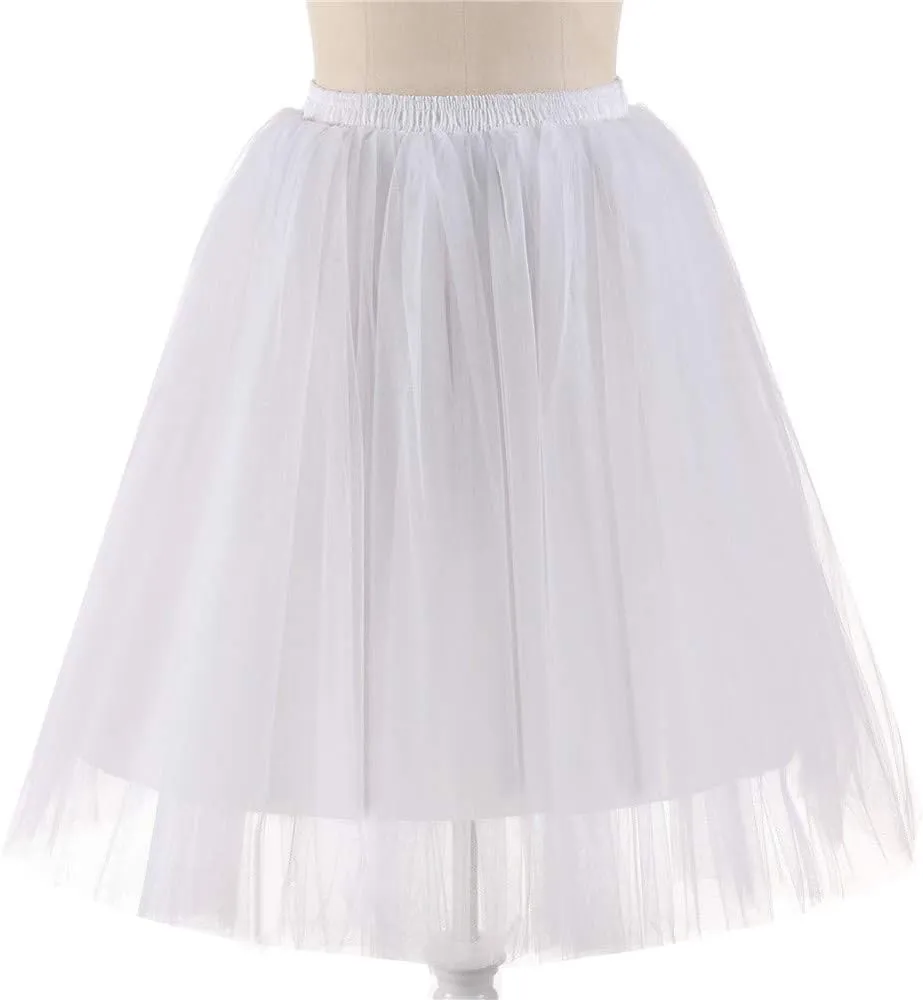 Tutu Skirts Women Classic Layered Midi Tutu Skirt A-line Pleated Princess Skirts Vintage Ballet Dance Skirts