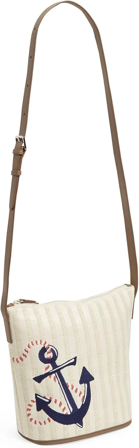 Vera Bradley Women's Straw Bucket Crossbody Purse