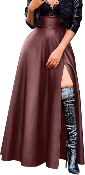 Woman New Sexy Leather Clothes High Split Irregular Skirt Leather Skirt Sexy Skirts for Women