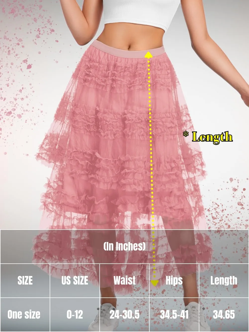 Women Ruffle Maxi Tulle Skirt,A Line Tiered Mesh Long Skirts Renaissance Fairy Costume Birthday Concert Outfit Casual