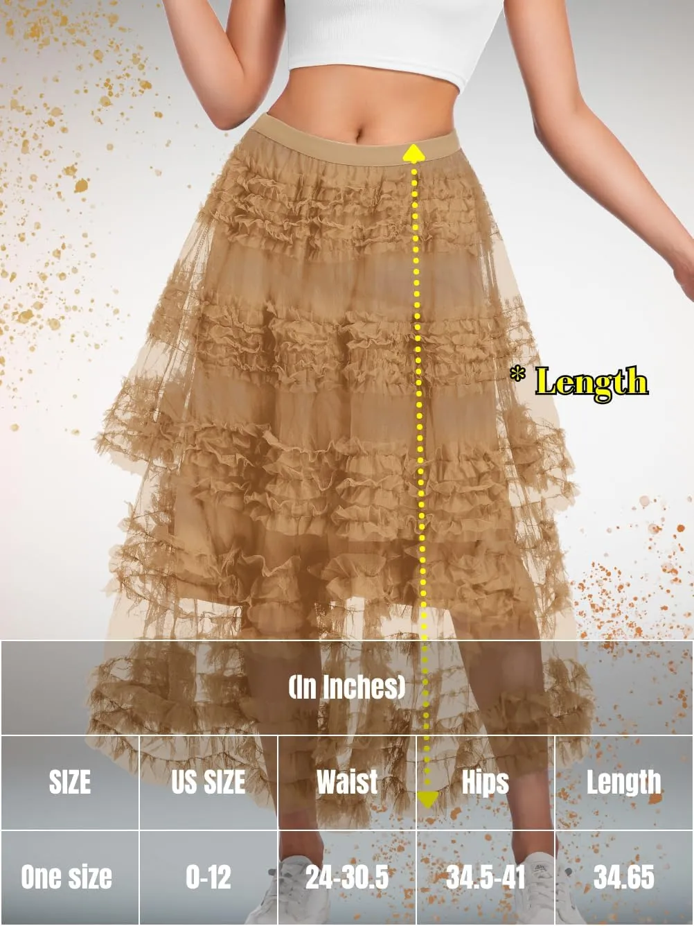 Women Ruffle Maxi Tulle Skirt,A Line Tiered Mesh Long Skirts Renaissance Fairy Costume Birthday Concert Outfit Casual