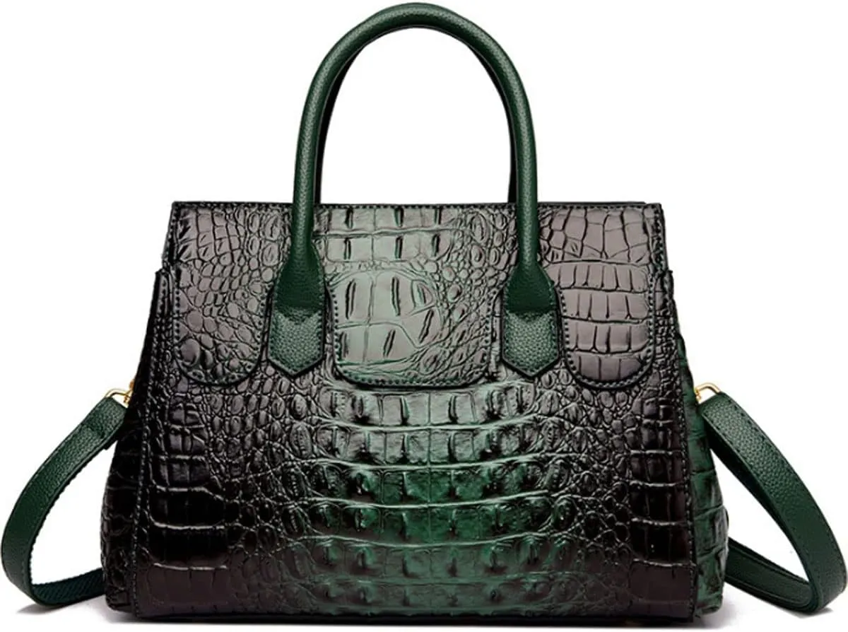 Women Satchel Bag PU Leather Crocodile-Embossed Pattern With Top Handle Shoulder Bags Handbags Fashion Purses Totes