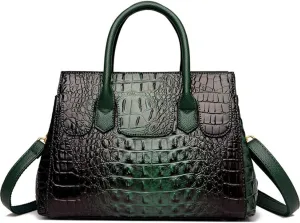 Women Satchel Bag PU Leather Crocodile-Embossed Pattern With Top Handle Shoulder Bags Handbags Fashion Purses Totes