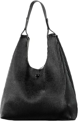 Women Soft Vegan Leather Handbags Fashion Shoulder Totes Large Bucket Hobo Purse Pleated Top Handle Satchel