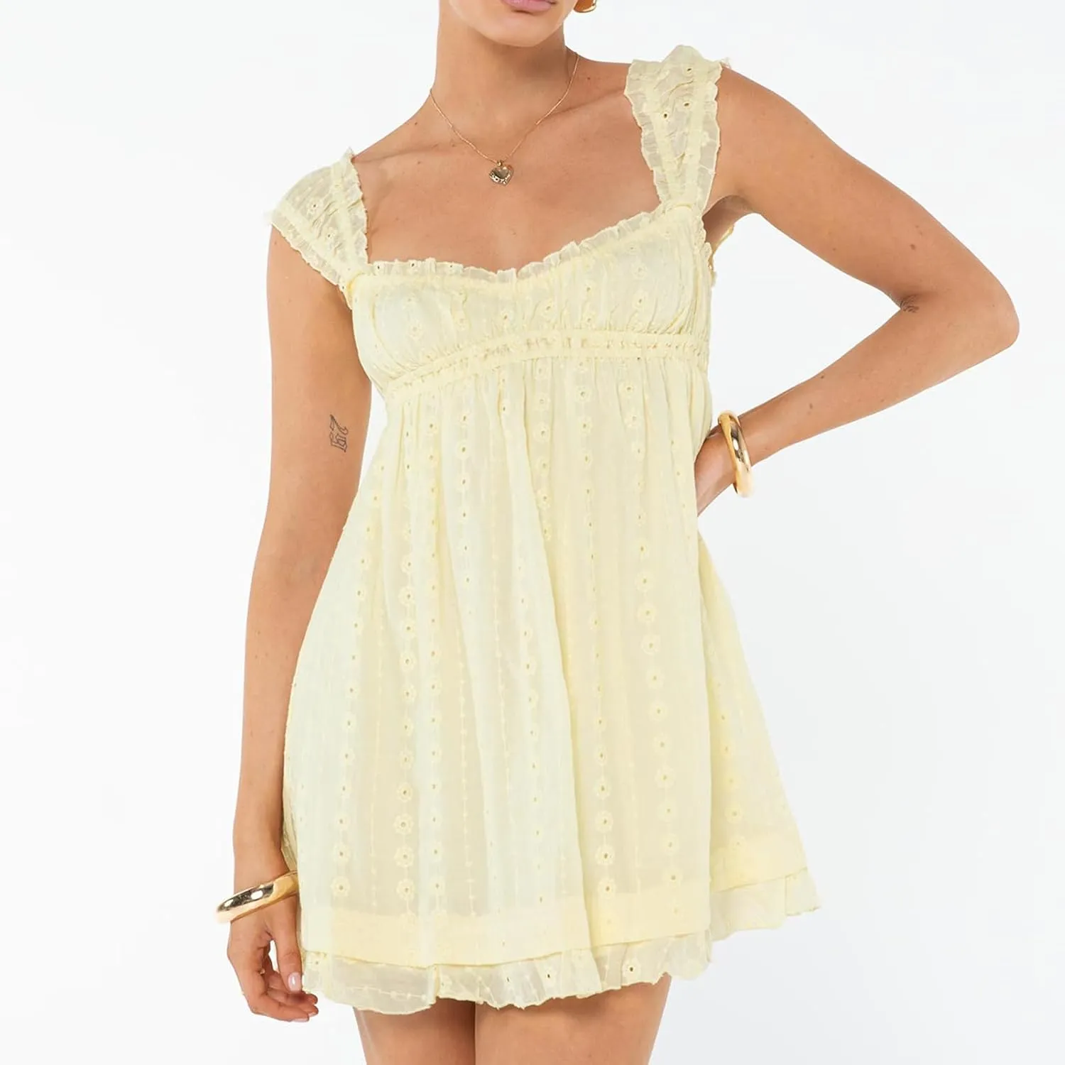 Women Summer Square Neck Sleeveless A Line Mini Sundress Backless Y2k Floral Short Dress Party Beach Dresses