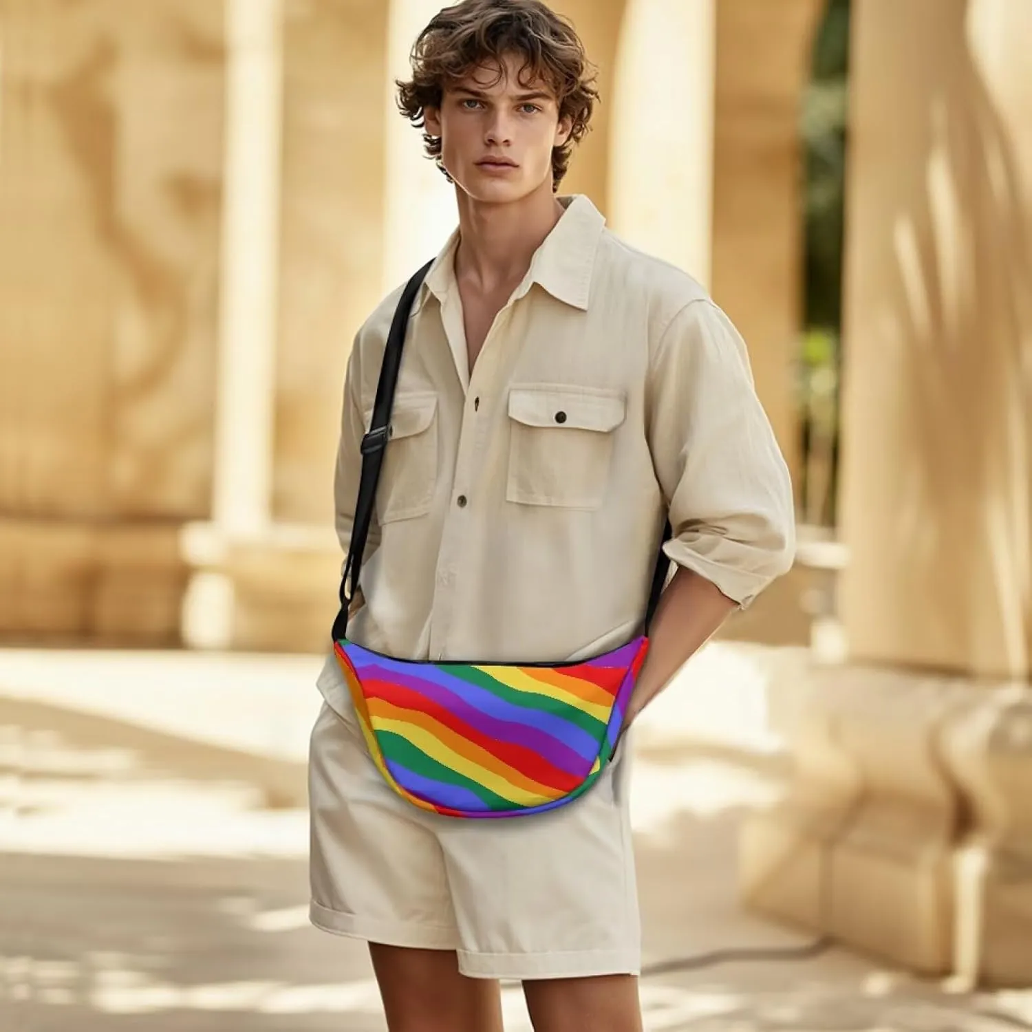 Women Trendy Crossbody Bag Men Lightweight Sling Crescent Purses with Adjustable Strap Fanny Packs Casual Handbag