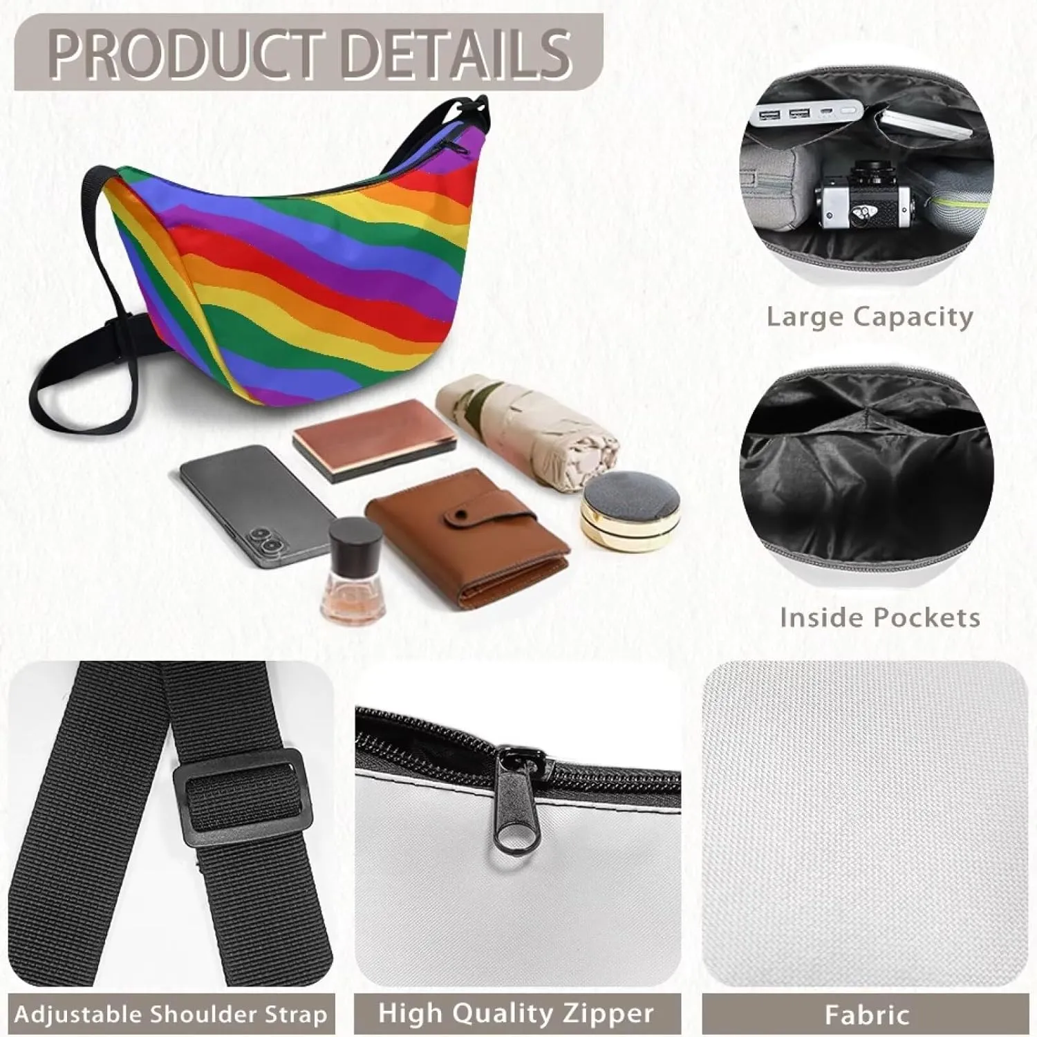 Women Trendy Crossbody Bag Men Lightweight Sling Crescent Purses with Adjustable Strap Fanny Packs Casual Handbag