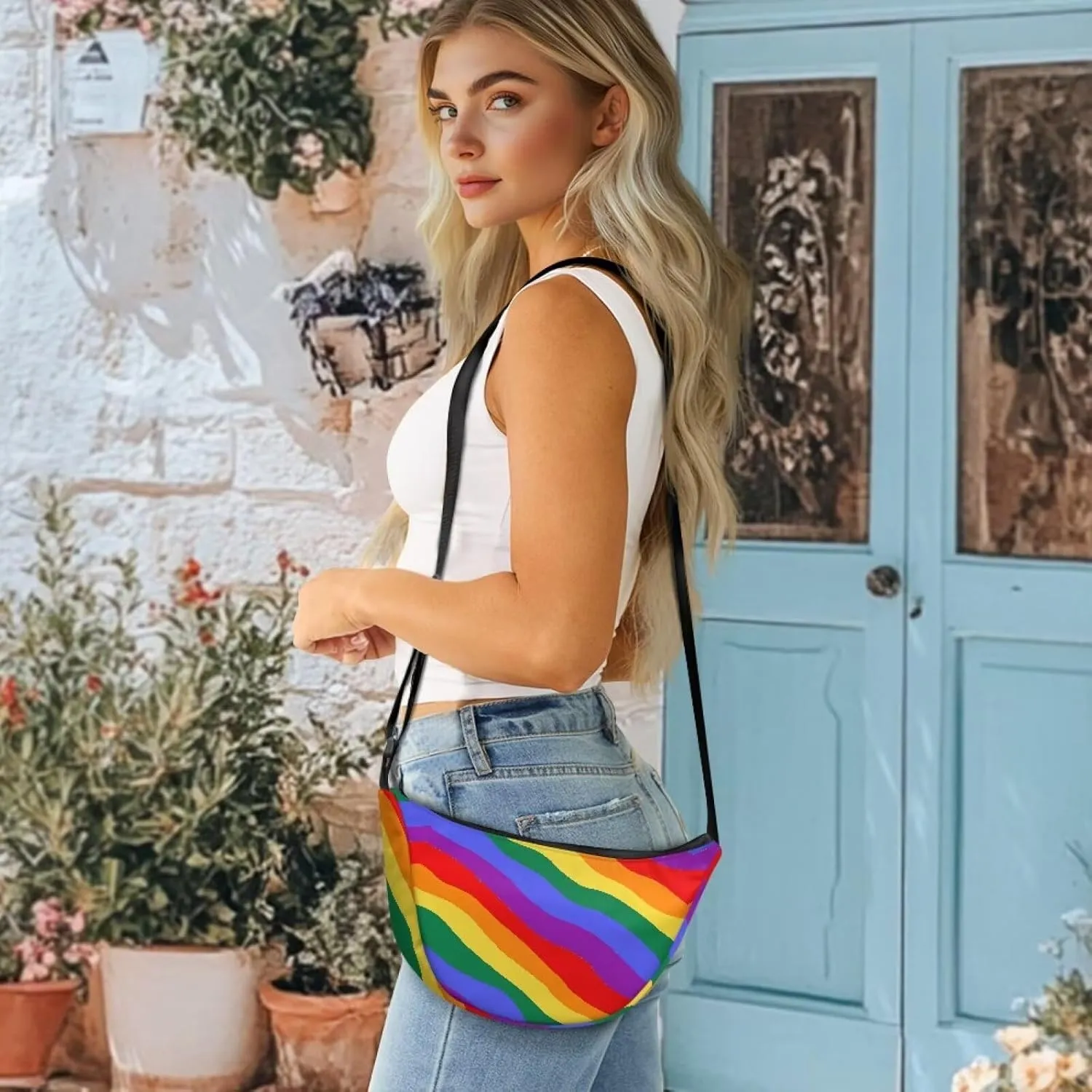 Women Trendy Crossbody Bag Men Lightweight Sling Crescent Purses with Adjustable Strap Fanny Packs Casual Handbag