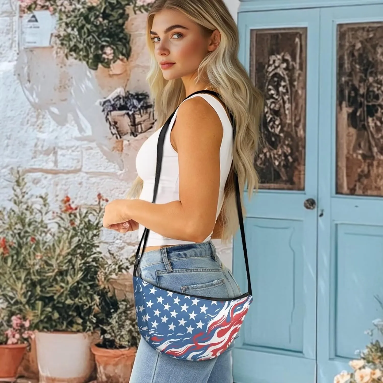 Women Trendy Crossbody Bag Men Lightweight Sling Crescent Purses with Adjustable Strap Fanny Packs Casual Handbag