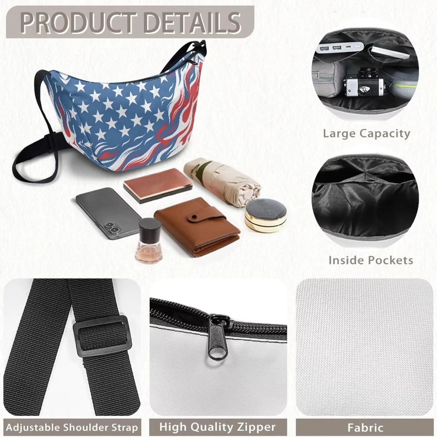 Women Trendy Crossbody Bag Men Lightweight Sling Crescent Purses with Adjustable Strap Fanny Packs Casual Handbag