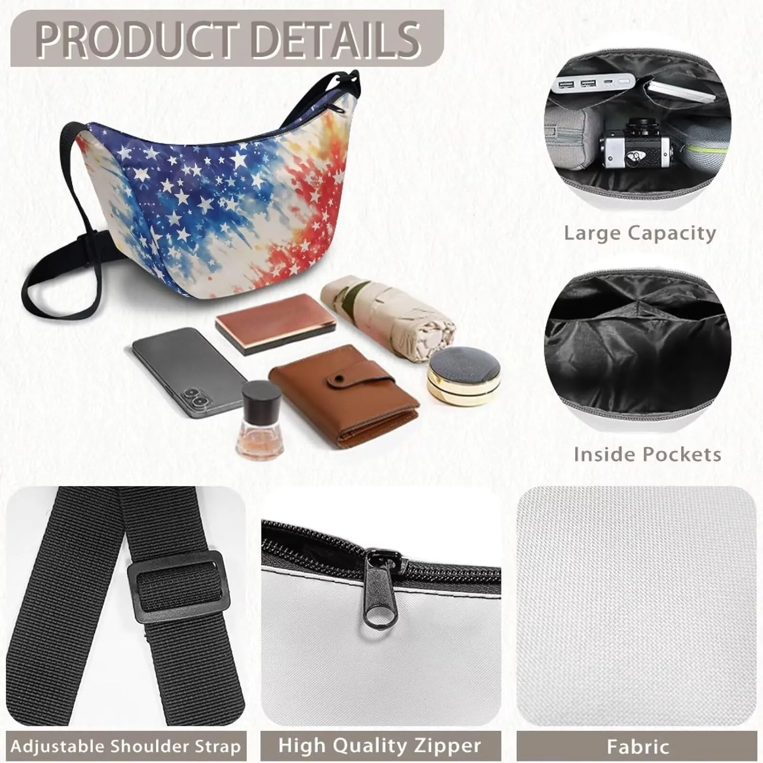 Women Trendy Crossbody Bag Men Lightweight Sling Crescent Purses with Adjustable Strap Fanny Packs Casual Handbag