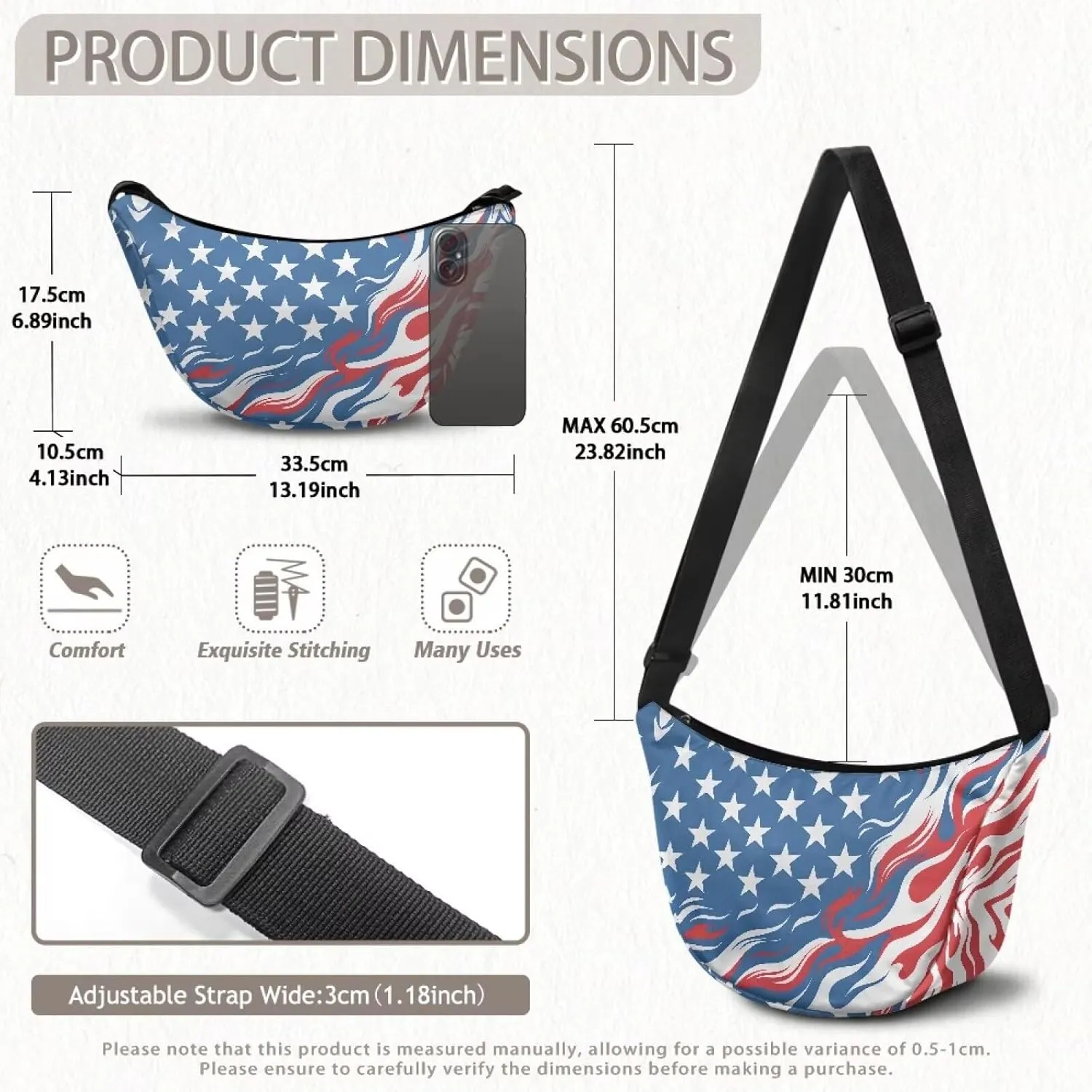 Women Trendy Crossbody Bag Men Lightweight Sling Crescent Purses with Adjustable Strap Fanny Packs Casual Handbag