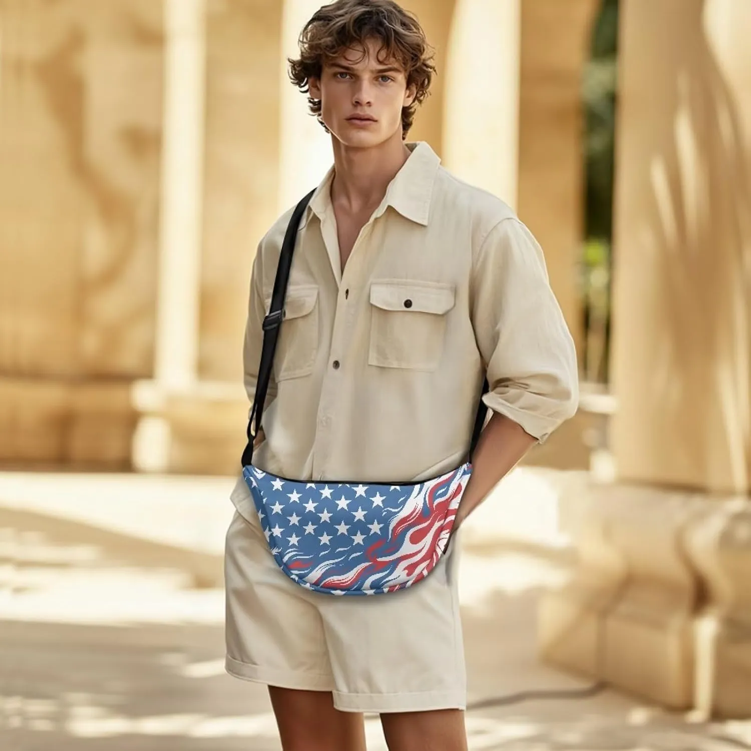 Women Trendy Crossbody Bag Men Lightweight Sling Crescent Purses with Adjustable Strap Fanny Packs Casual Handbag