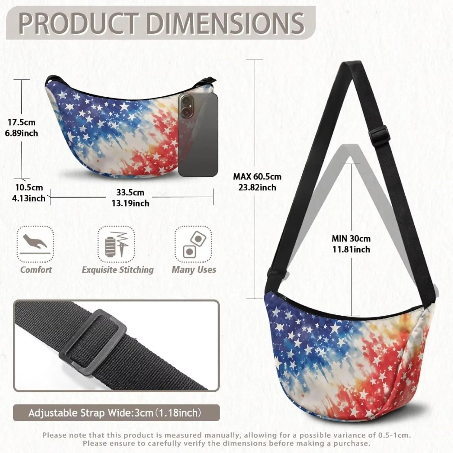 Women Trendy Crossbody Bag Men Lightweight Sling Crescent Purses with Adjustable Strap Fanny Packs Casual Handbag