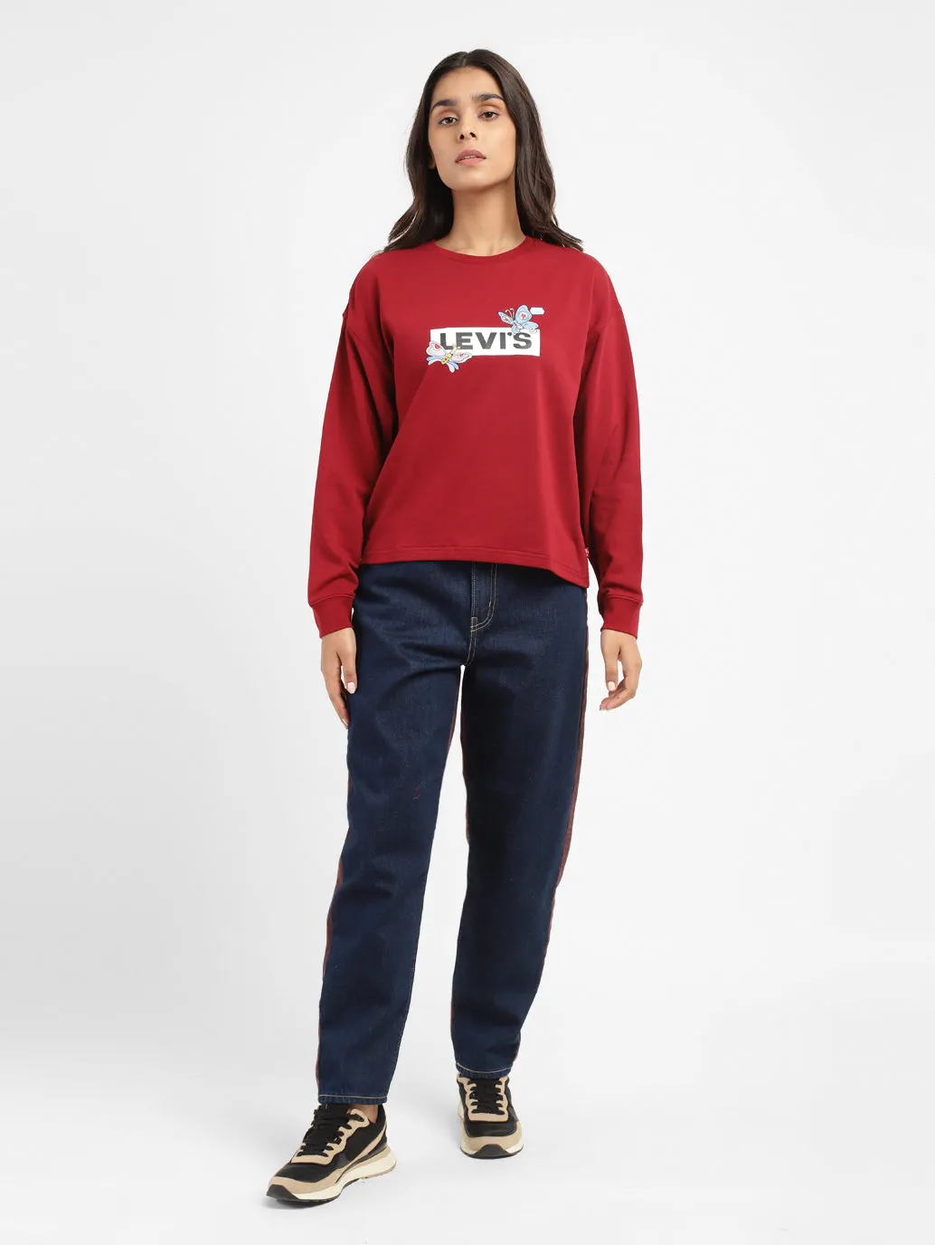 Women's 80s Colorblock Tapered Fit High Rise Jeans