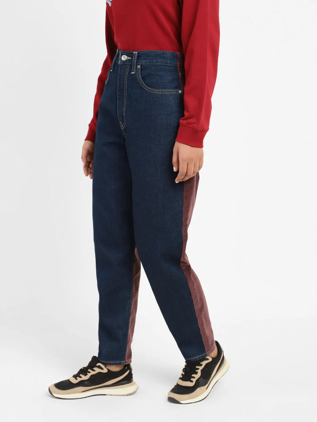 Women's 80s Colorblock Tapered Fit High Rise Jeans
