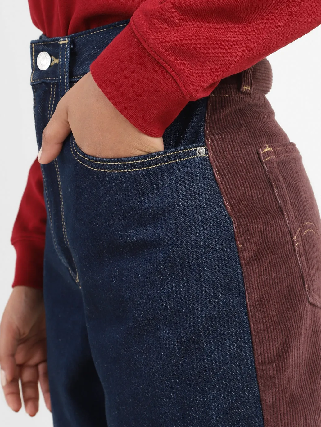 Women's 80s Colorblock Tapered Fit High Rise Jeans