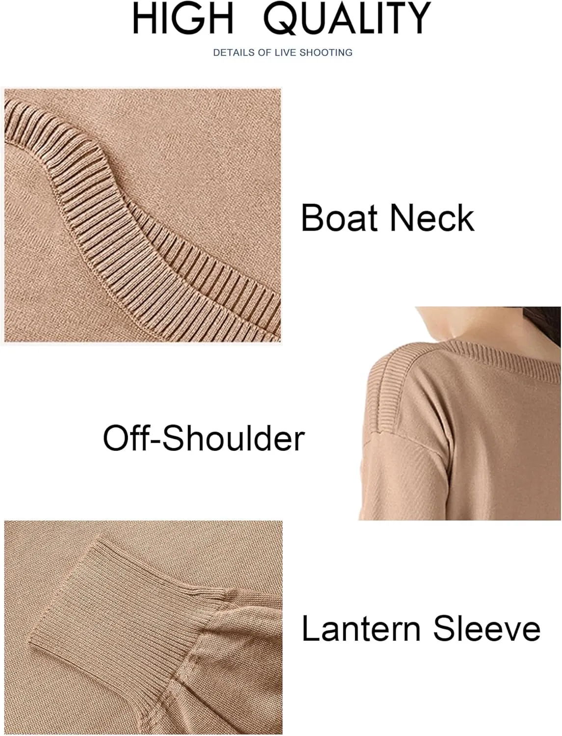 Women's Boat Neck Long Sleeve Sweaters Casual Lightweight Knit Pullover Tops Fall Winter Trendy