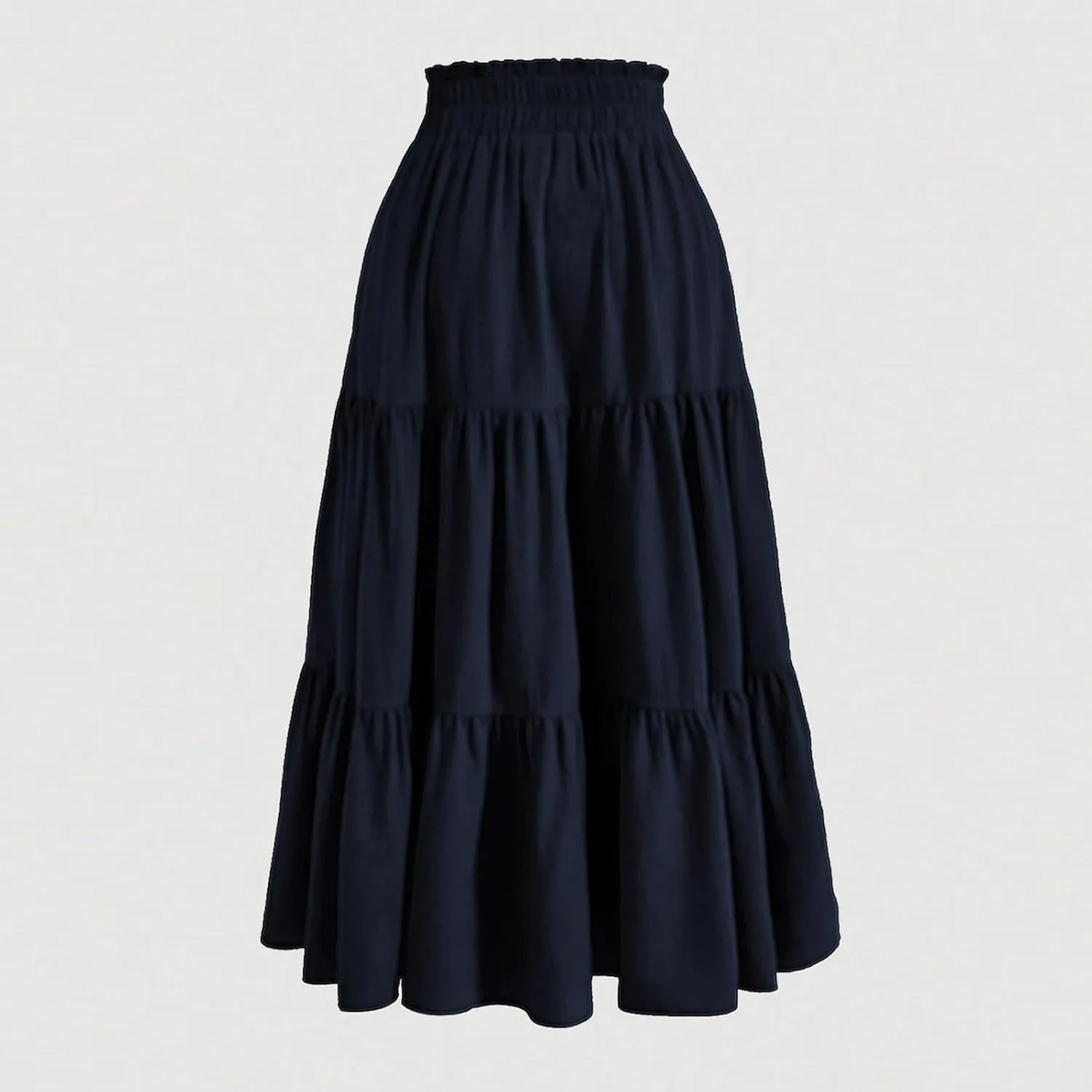 Women's Casual Skirts Summer Boho Flowy Midi Skirt A Line Pleated Long Skirts Tiered Elastic High Waisted Skirt