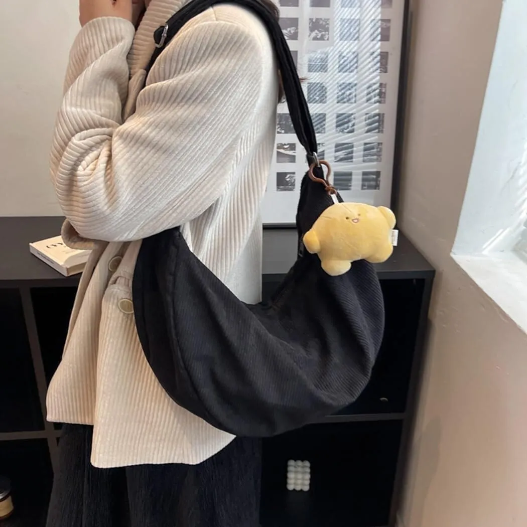 Women's Corduroy Crossbody Canvas Shoulder Bags Casual Hobo Bag for Women Larger Handbag forTravel Work Totes