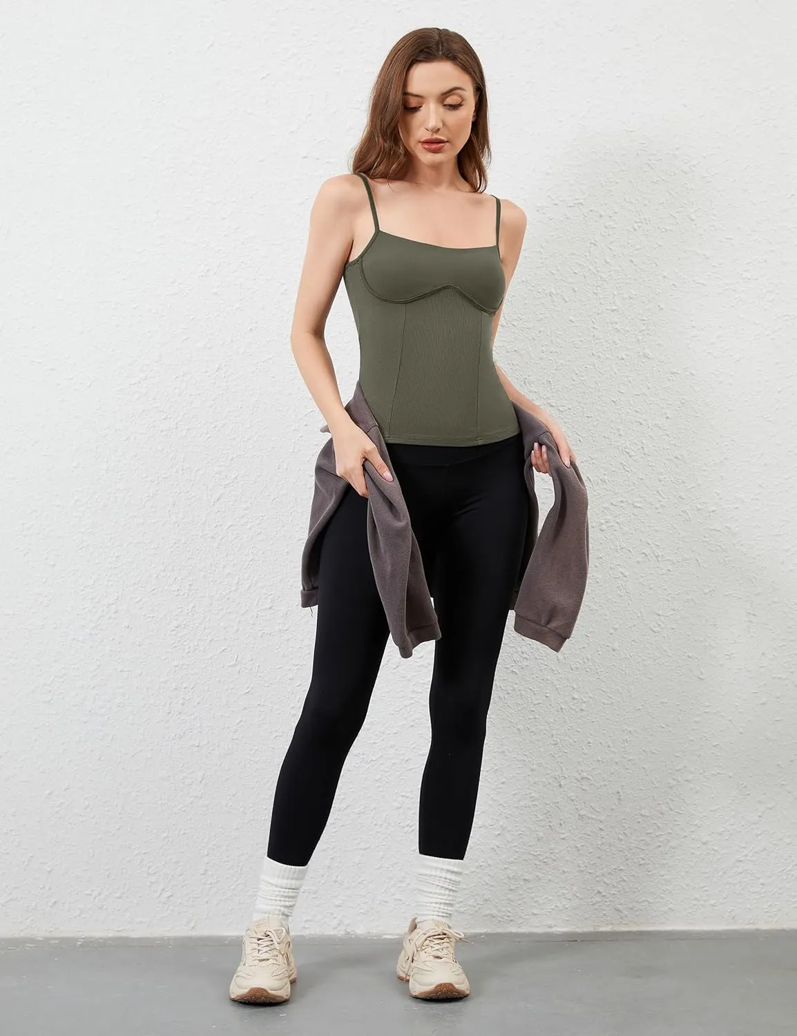 Womens Corset Tank Tops Sexy Slim Fit Adjustable Spaghetti Strap Tank Top Summer Square Neck Skinny Camisole Tops