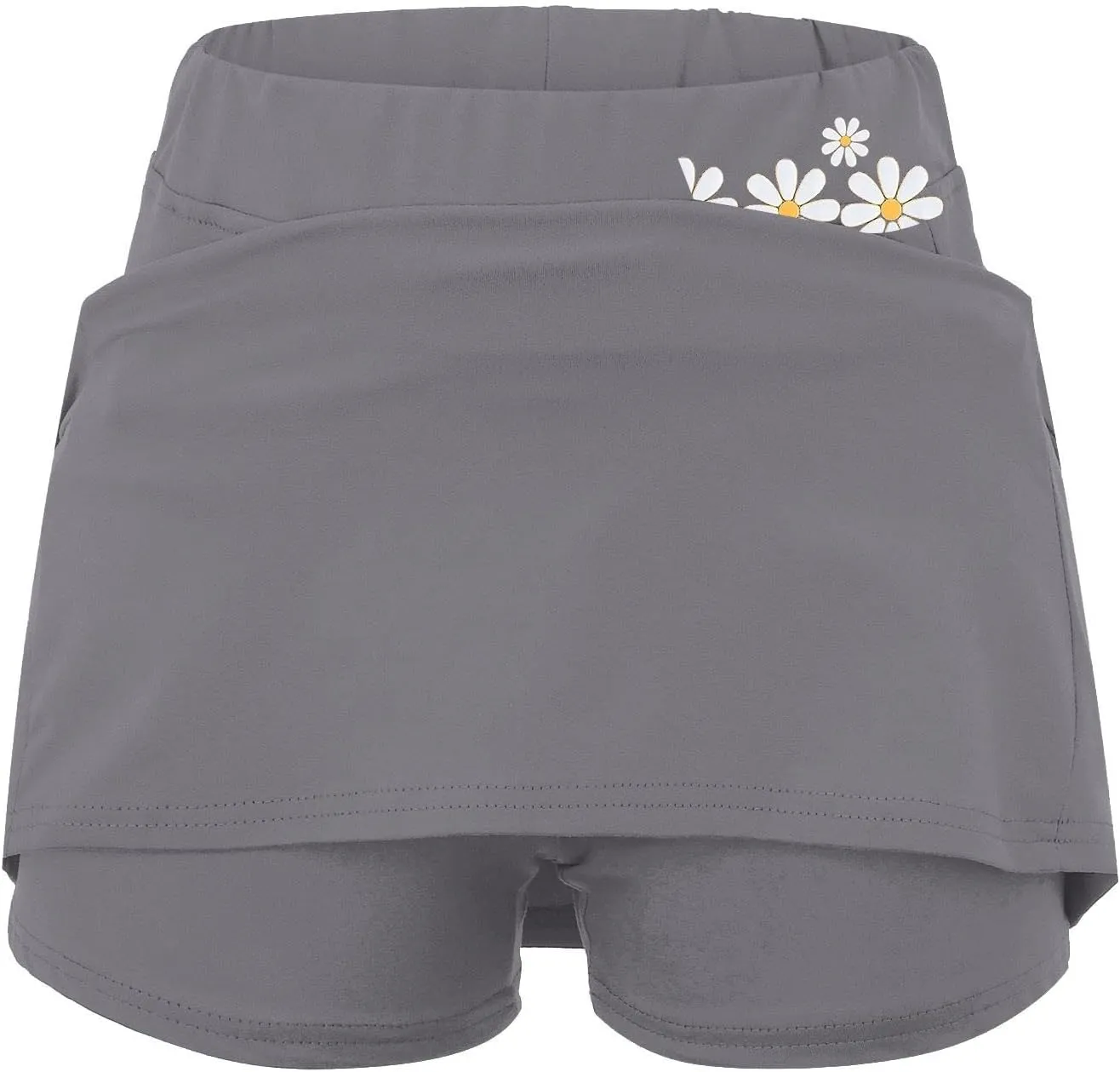 Women's Double Layered Tennis Skorts Baggy Elastic Waisted Casual Shirt High Waisted Stretchy Loose Lightweight Skirts