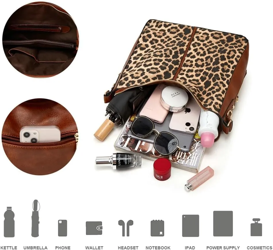 Women's Fashion Vegan Leather Totes 3pcs Handbag Large Crossbody Shouler Bag Purse Travel Top Handle Satchel