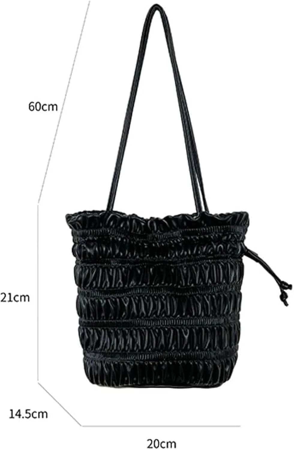 Women's Hobo Bag PU Leather Shoulder Bag Bucket Armpit Purse Pleated Handbag Totes Drawstring Top Handle Bag