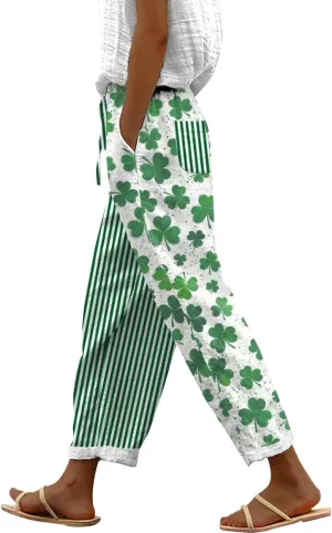 Womens Leggings and Summer Casual Drawstring Pants Casual Slacks Business Pants with Pockets Linen Pants for Women