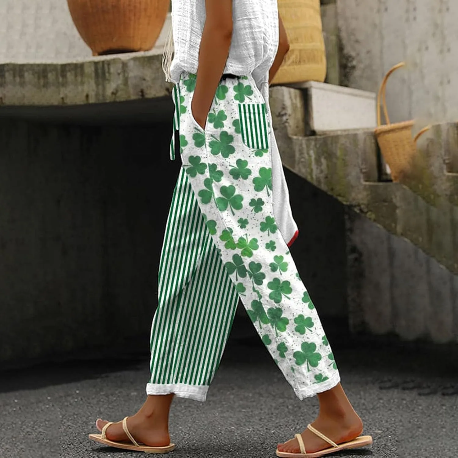 Womens Leggings and Summer Casual Drawstring Pants Casual Slacks Business Pants with Pockets Linen Pants for Women
