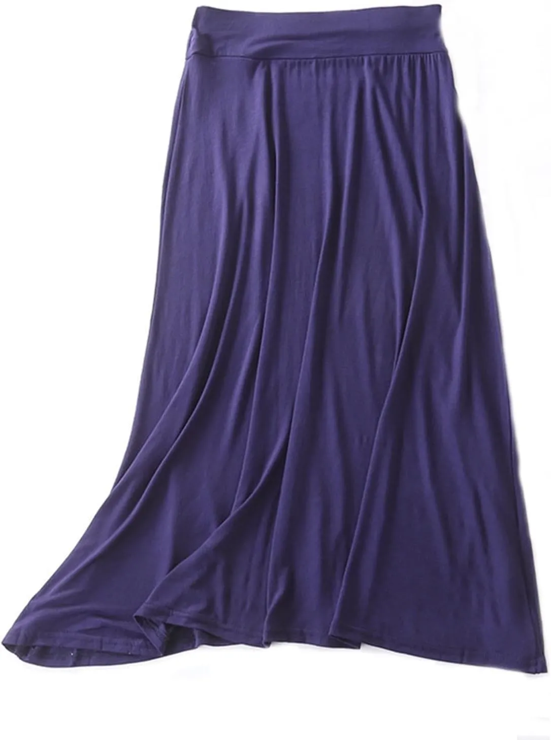 Womens Long Maxi Skirt Modal Cotton Solid Lightweight Flowy Elastic Waist A-Line Skirt Casual Summer Lounge Long Skirt