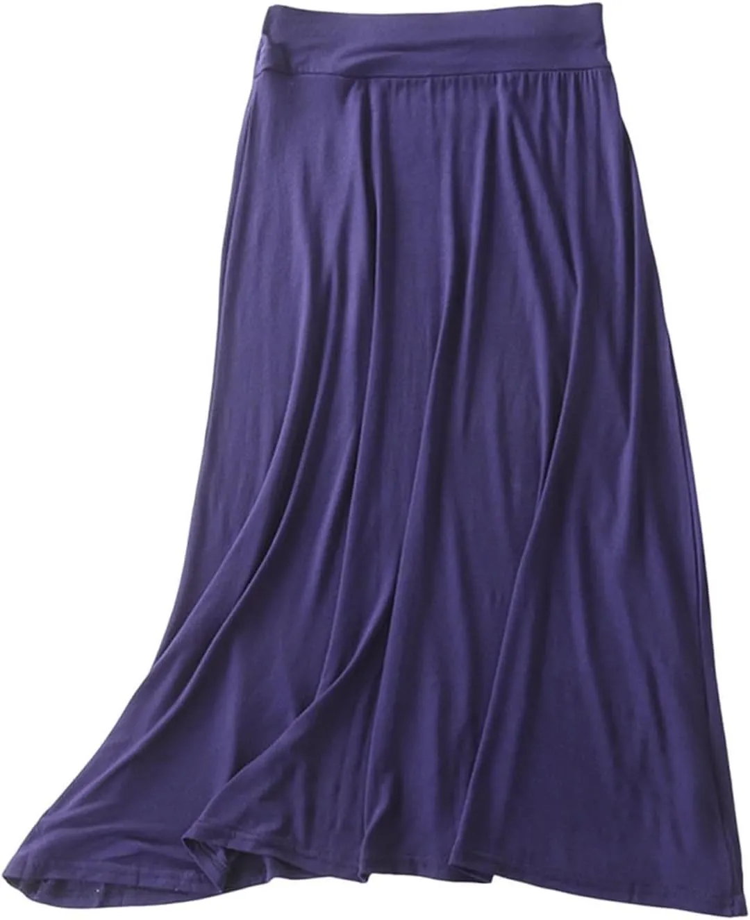 Womens Long Maxi Skirt Modal Cotton Solid Lightweight Flowy Elastic Waist A-Line Skirt Casual Summer Lounge Long Skirt