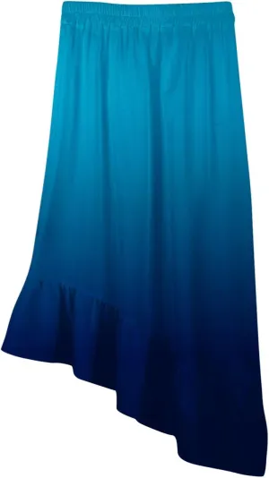 Women's Midi Skirt Casual Boho Floral Elastic Waist A Line Summer Slim Fit High Low Hem Skirts Beach Outfits Dress