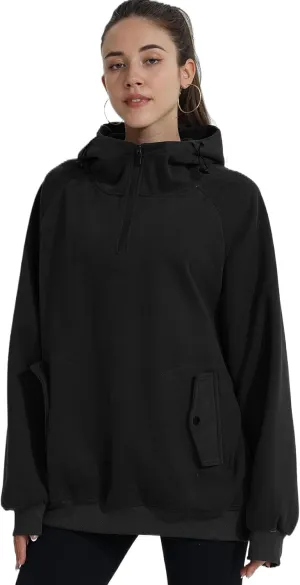 Womens Oversized Half Zip Cropped Hoodies Sweatshirts Long Sleeve Sweaters Pullover Fall Outfits Winter Clothes