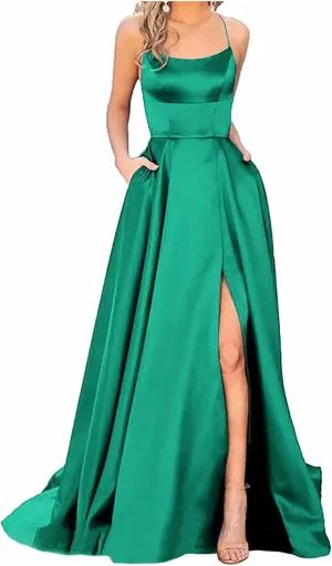 Women's Plus Size Chiffon Off Shoulder Formal Dress with Side Slit Spaghetti Straps Prom Dress Elegant Maxi Dress