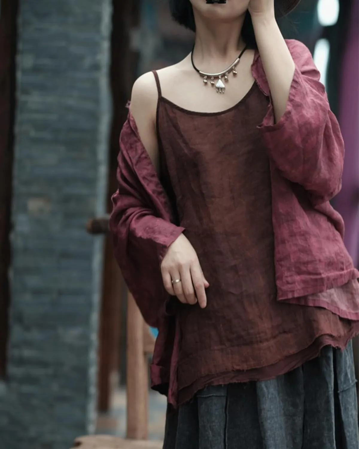 Womens Ramie Breathable Tank Tops Causal Sleeveless Floral Print Tops Summer Loose Fit Spaghetti Strap Cami Shirt