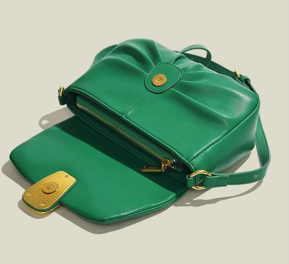 Womens Ruched Shoulder Bag Fashion Dumpling Shaped Hobo Bag Retro Top Handle Satchel Bag Vegan Leather Totes
