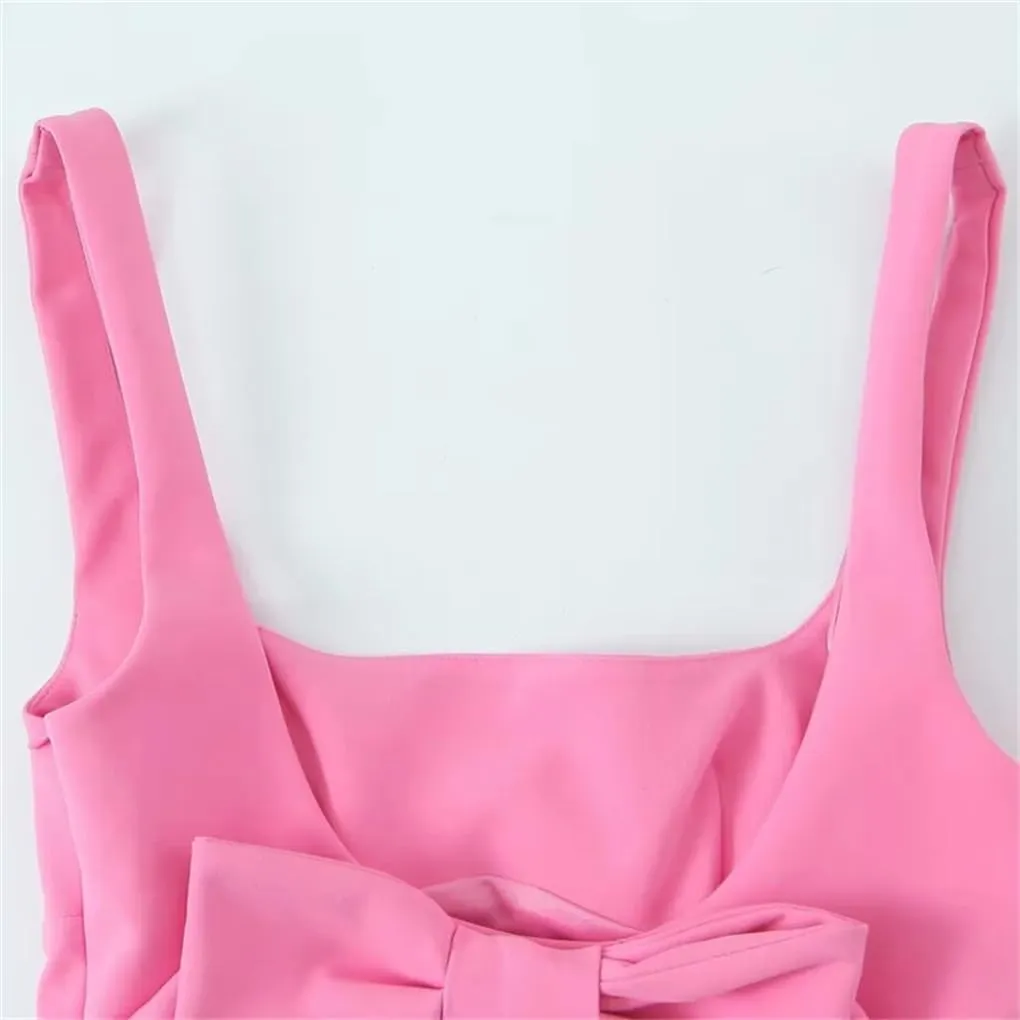 Women's Solid Color Camisole with Bowknot On The Back