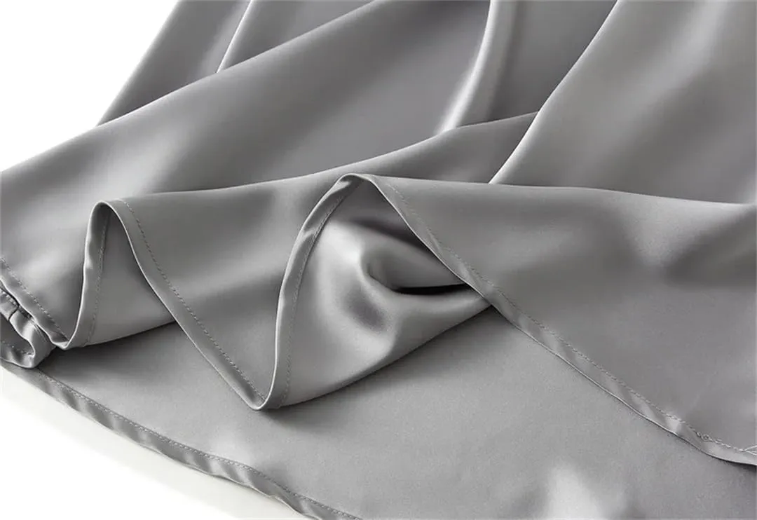 Women's Summer High Waisted Slim Elegant Satin Skirt Elastic Waist Mid-Length Party Wedding Skirts