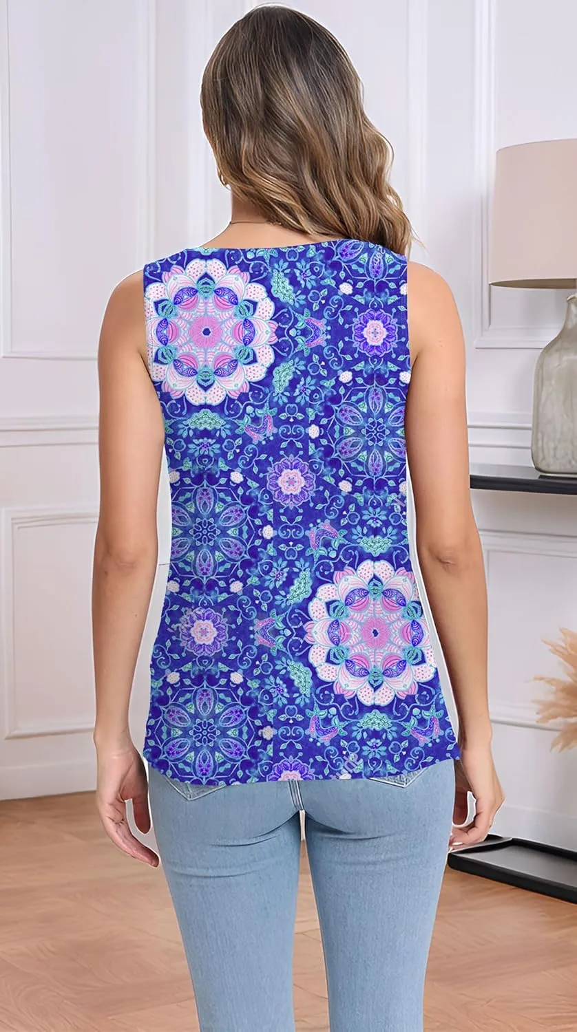 Womens Summer Tops Seashell V Neck Sleeveless Textured Tank Tops Dressy Knit 2025 Cute Basic Blouses Shirts