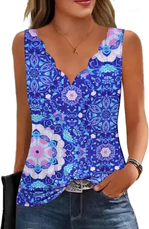 Womens Summer Tops Seashell V Neck Sleeveless Textured Tank Tops Dressy Knit 2025 Cute Basic Blouses Shirts