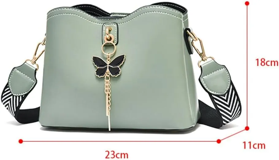 Womens Vegan Leather Shoulder Crossbody Bag Elegant Shell Purse Small Totes Butterfly Handbag Top Handle Satchel