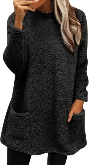 Women's Winter Coats Plus Size Sweaters Cute Tops with Pockets Warm Sweater Tops Trench Pullover Sweaters for Women