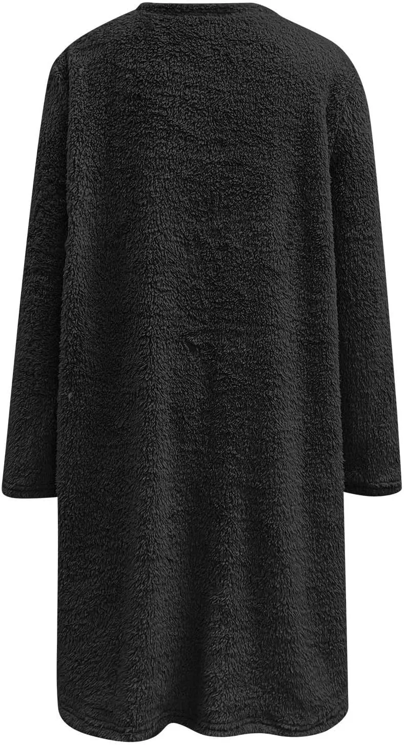 Women's Winter Coats Plus Size Sweaters Cute Tops with Pockets Warm Sweater Tops Trench Pullover Sweaters for Women