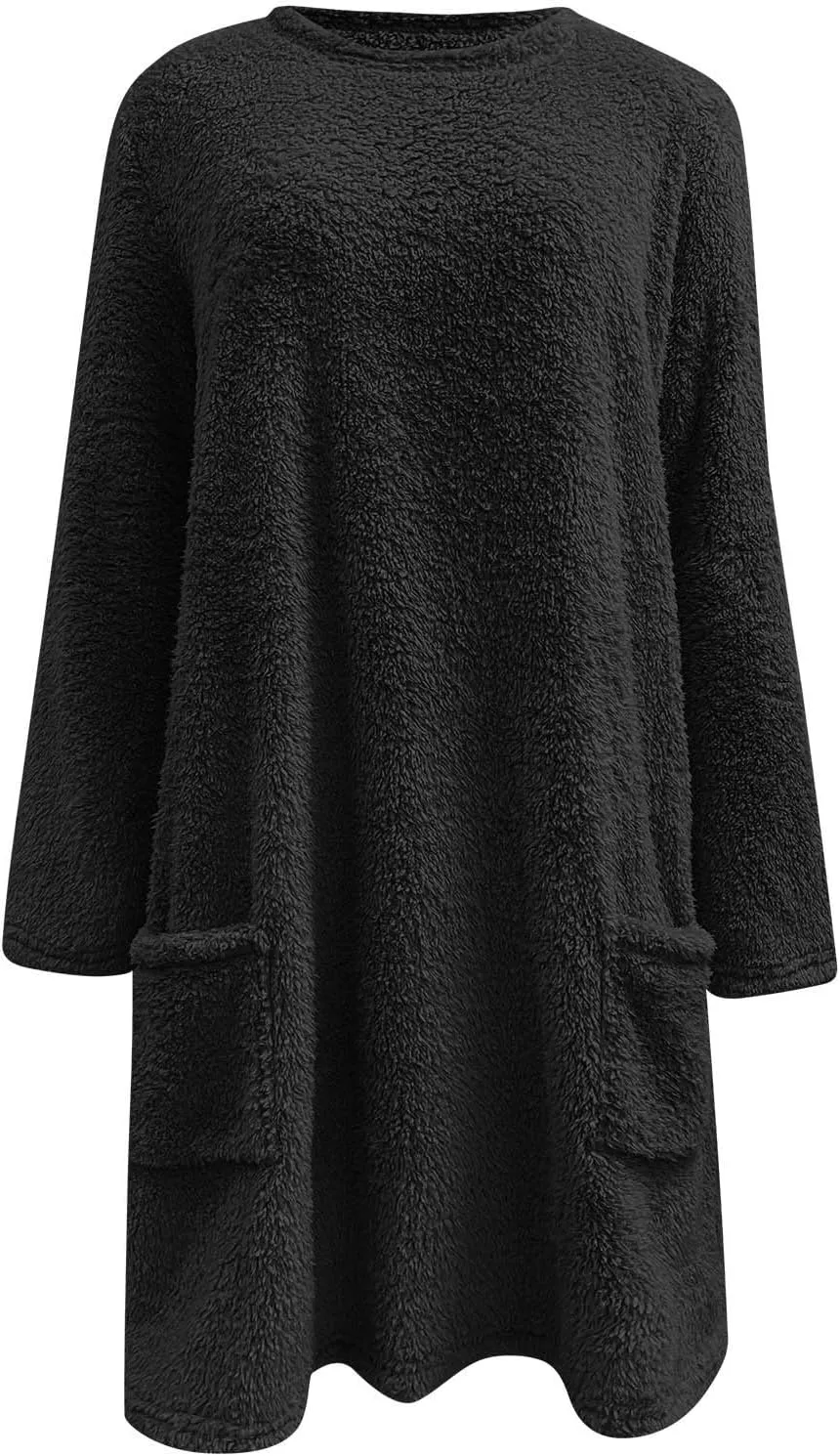 Women's Winter Coats Plus Size Sweaters Cute Tops with Pockets Warm Sweater Tops Trench Pullover Sweaters for Women
